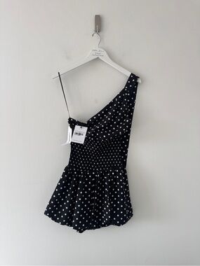 PRINCESS POLLY Saloma One Shoulder Polka Dot Mini Dress 2